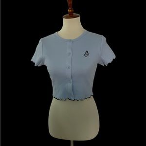 Forever 21 butterfly crop top‎ blue size small ribbed
